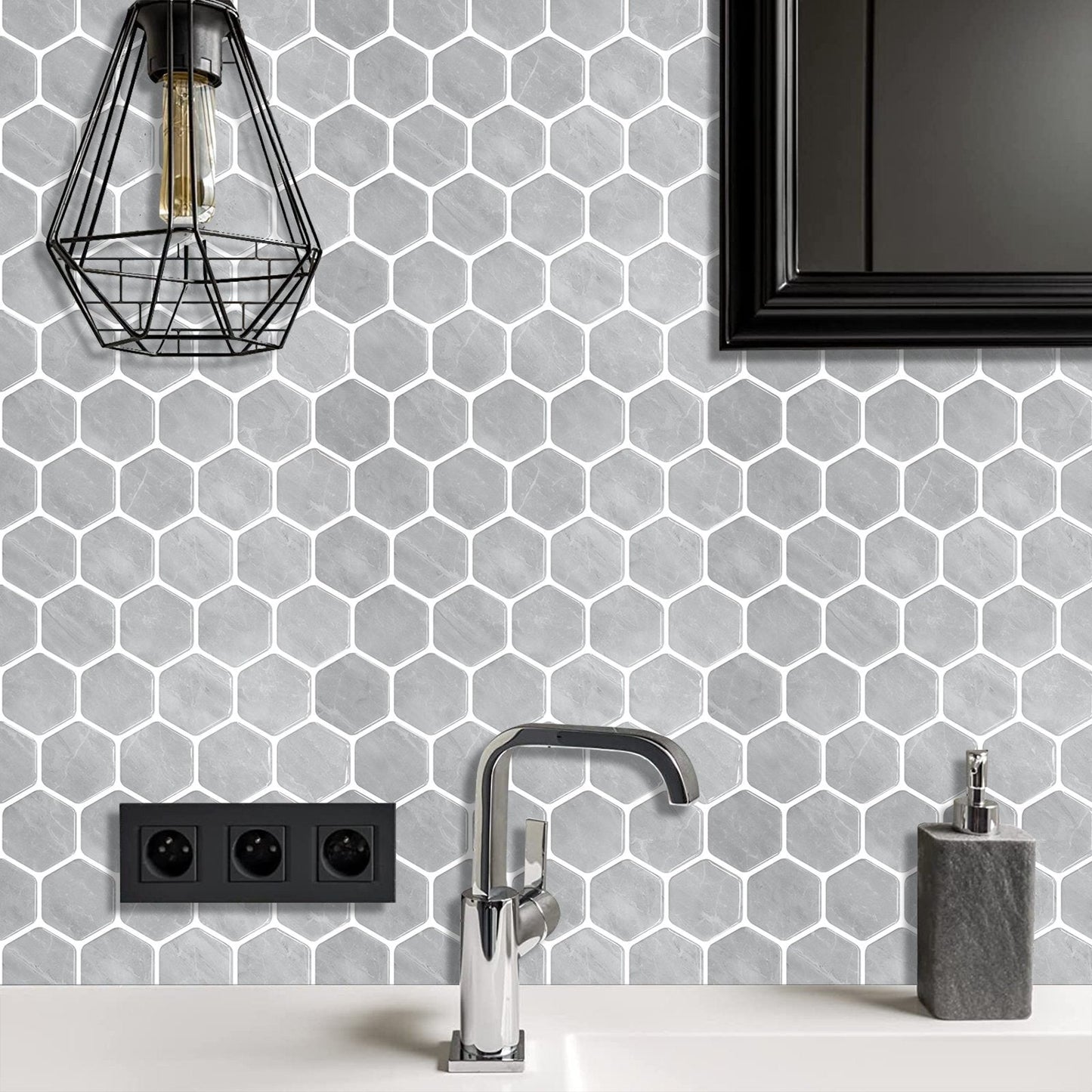 1.2 mm Glue Peel and Stick Dark Grey Vinyl Wall Tile Home Decor Bathroom Living Room TSQS80 by Vivid Tiles | Souqify