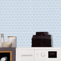 1.2 mm Peel and Stick Hexagon Blue Wall Tile Home Decor Bathroom Living Room TSQS78 by Vivid Tiles | Souqify