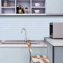 1.2 mm Peel and Stick Hexagon Blue Wall Tile Home Decor Bathroom Living Room TSQS78 by Vivid Tiles | Souqify