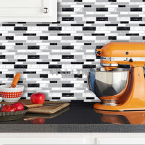 1.2mm Home decor peel and stick black and white stripe vinyl wall tile T80082 by Vivid Tiles | Souqify