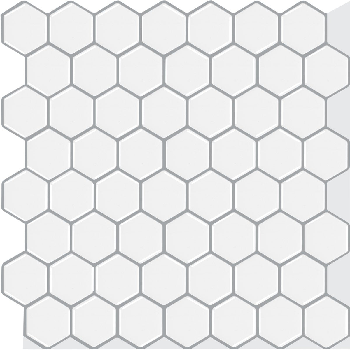 1.2mm Peel and Stick Hexagon White Small Wall Tiles Home Decor Bathroom Living Room T80019 by Vivid Tiles | Souqify