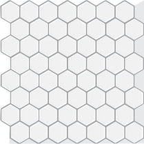 1.2mm Peel and Stick Hexagon White Small Wall Tiles Home Decor Bathroom Living Room T80019 by Vivid Tiles | Souqify