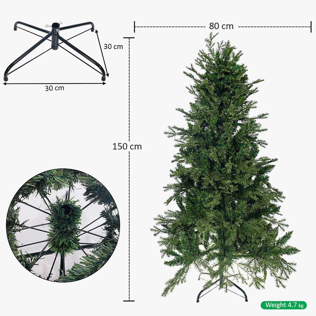 Christmas Tree with Metal Stand - 150 cm