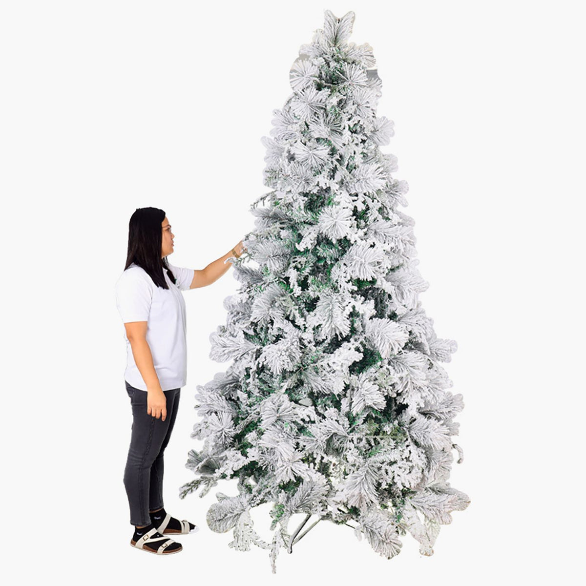 Snow-Flocked Christmas Tree with Sturdy Metal Stand - 240 cm