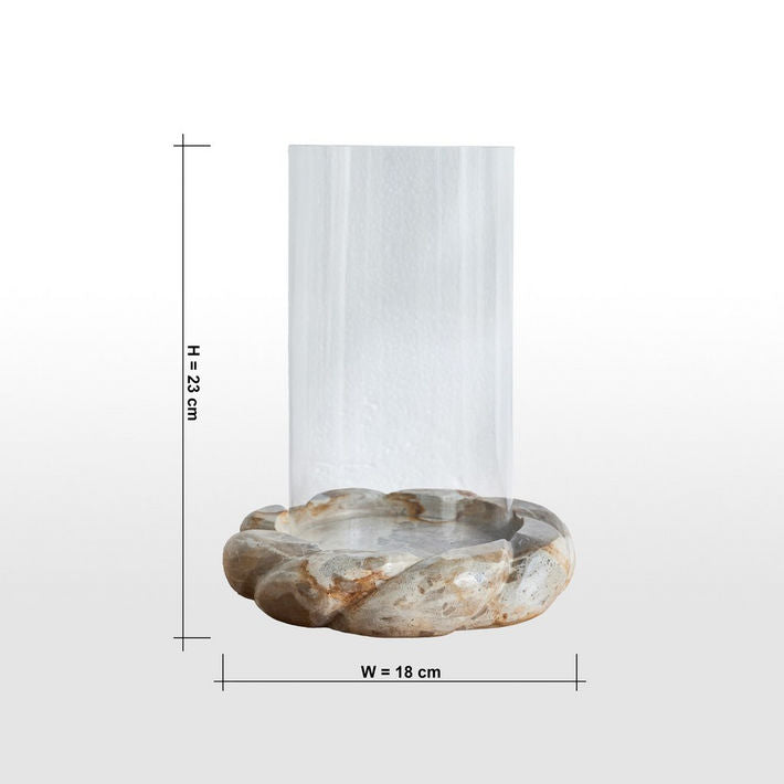 Raha Leopard Marble Hurricane Candleholder - 23 cm