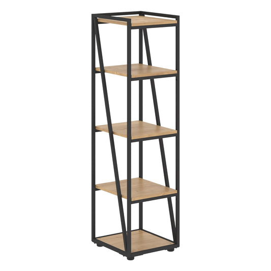 FULL HEIGHT WOODEN OPEN SHELVES WITH METAL FRAMES, MADE IN E1 LAMINATE CHIPBOARD