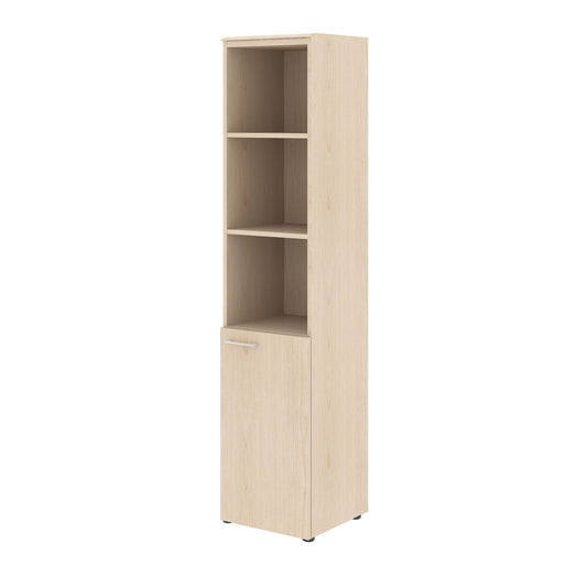 FULL HEIGHT CABINET MADE IN E1 LAMINATE CHIPBOARD WITH OPEN SHALVES AND WOODEN SWING DOORS