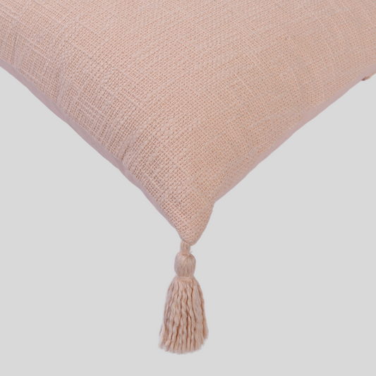 Baby Pink Cotton Throw cushion with Tassels 45 x 45 cm- Two Pieces