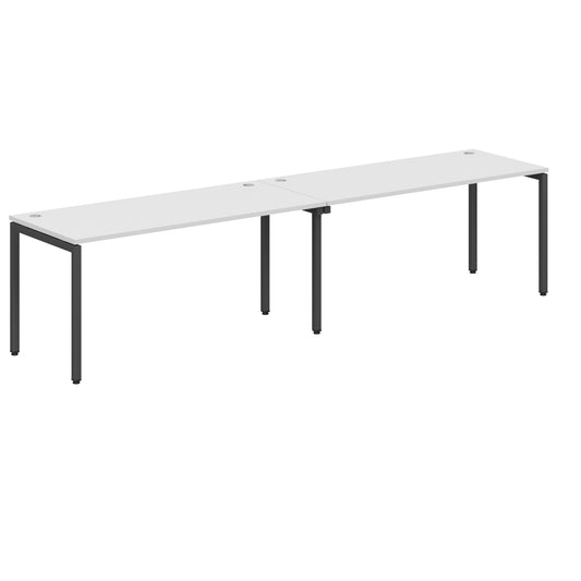 RECTANGULAR SHAPE CLUSTER OF 02 WORKSTATION MADE IN 25MM MFC TOP, E1 LAMINATE CHIPBOARD WITH WOODEN MODESTY PANEL 40X40MM METAL U SHAPE FRAMES