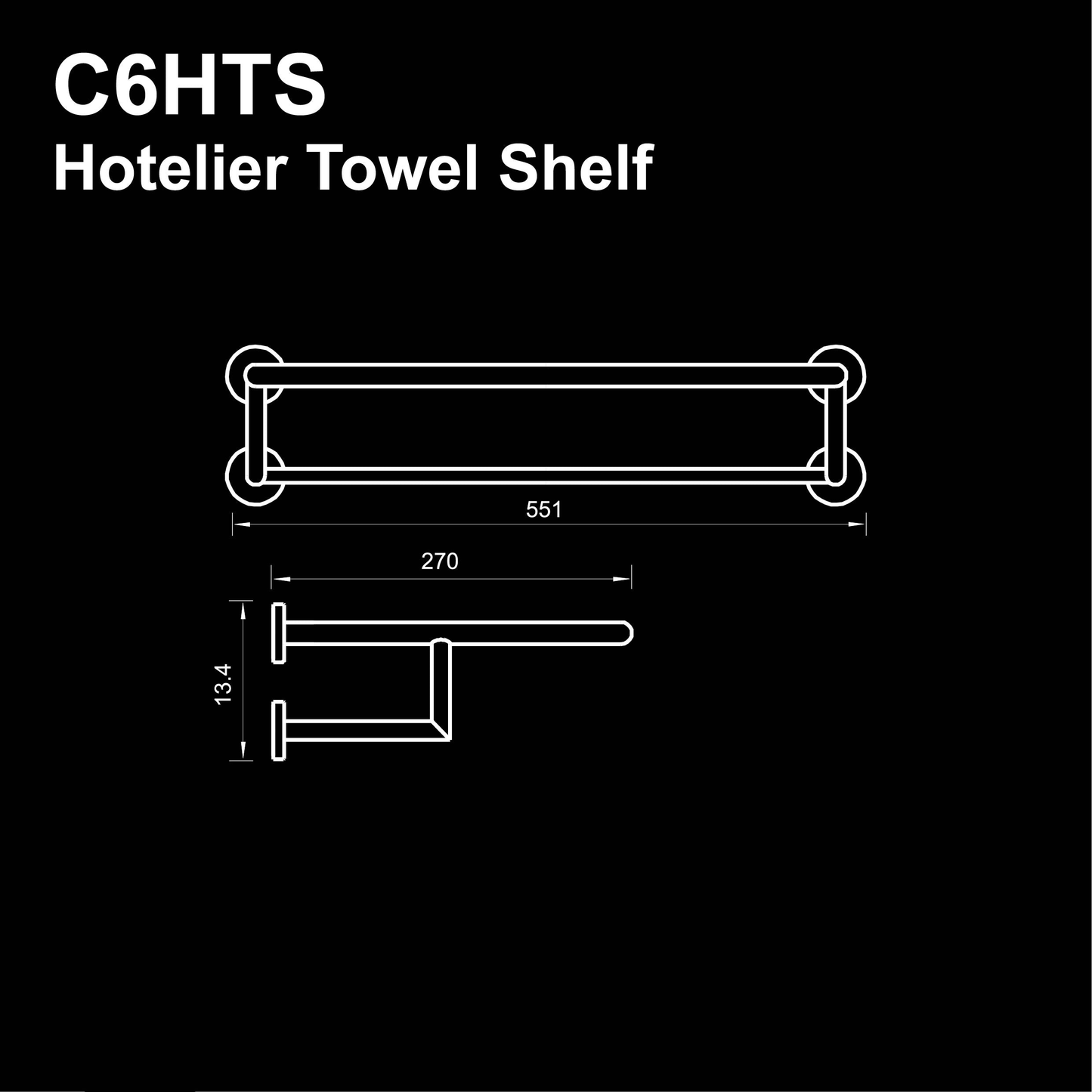 C6HTS - COLOSEO Series Towel Shelf - Bathroom Accessories