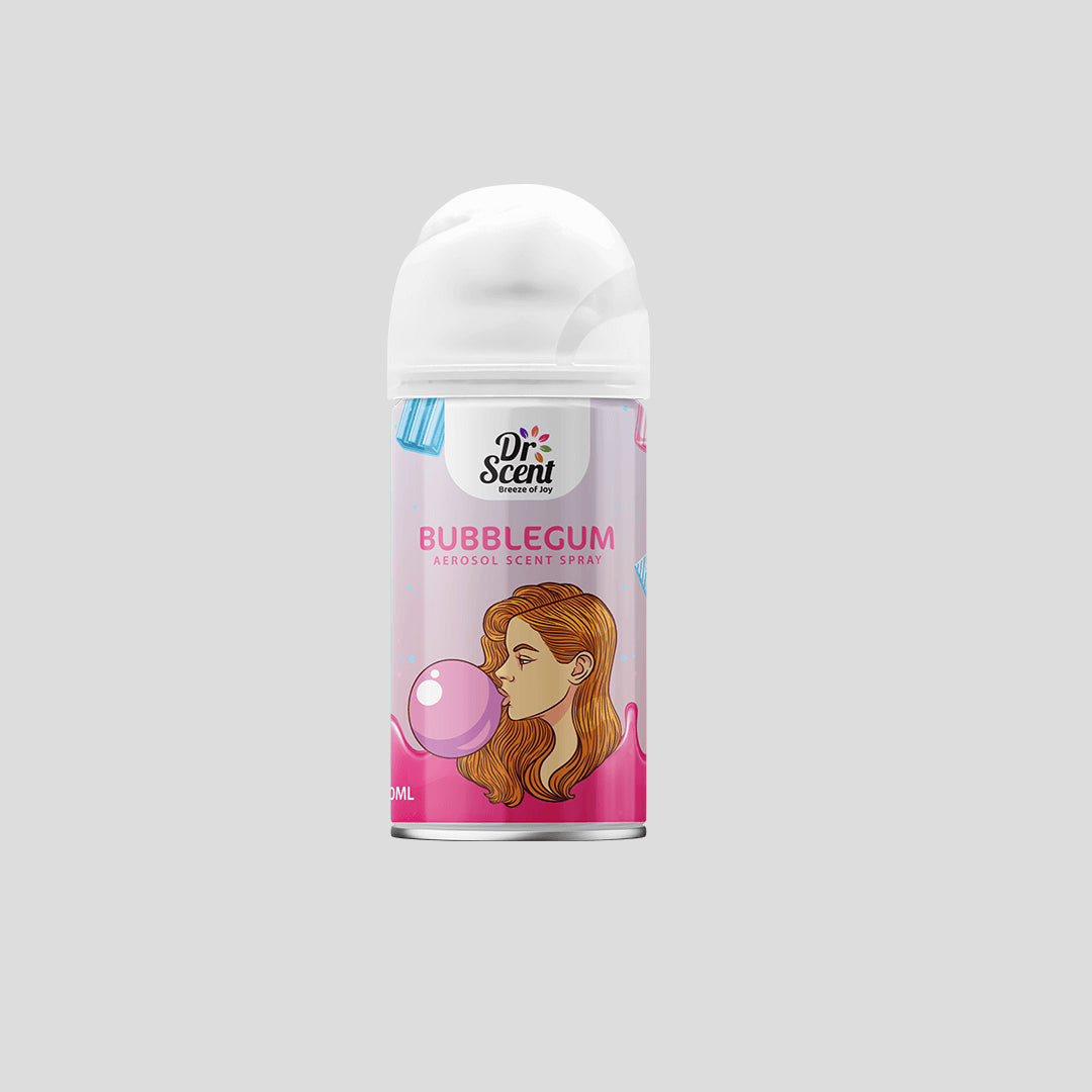 Dr. Scent bubblegum aerosol scent spray on a gray background