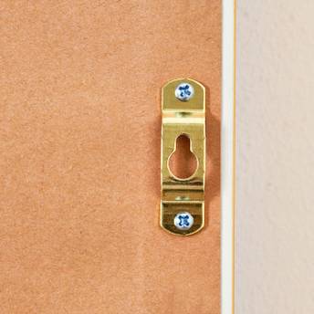 Brass door handle on a wooden door