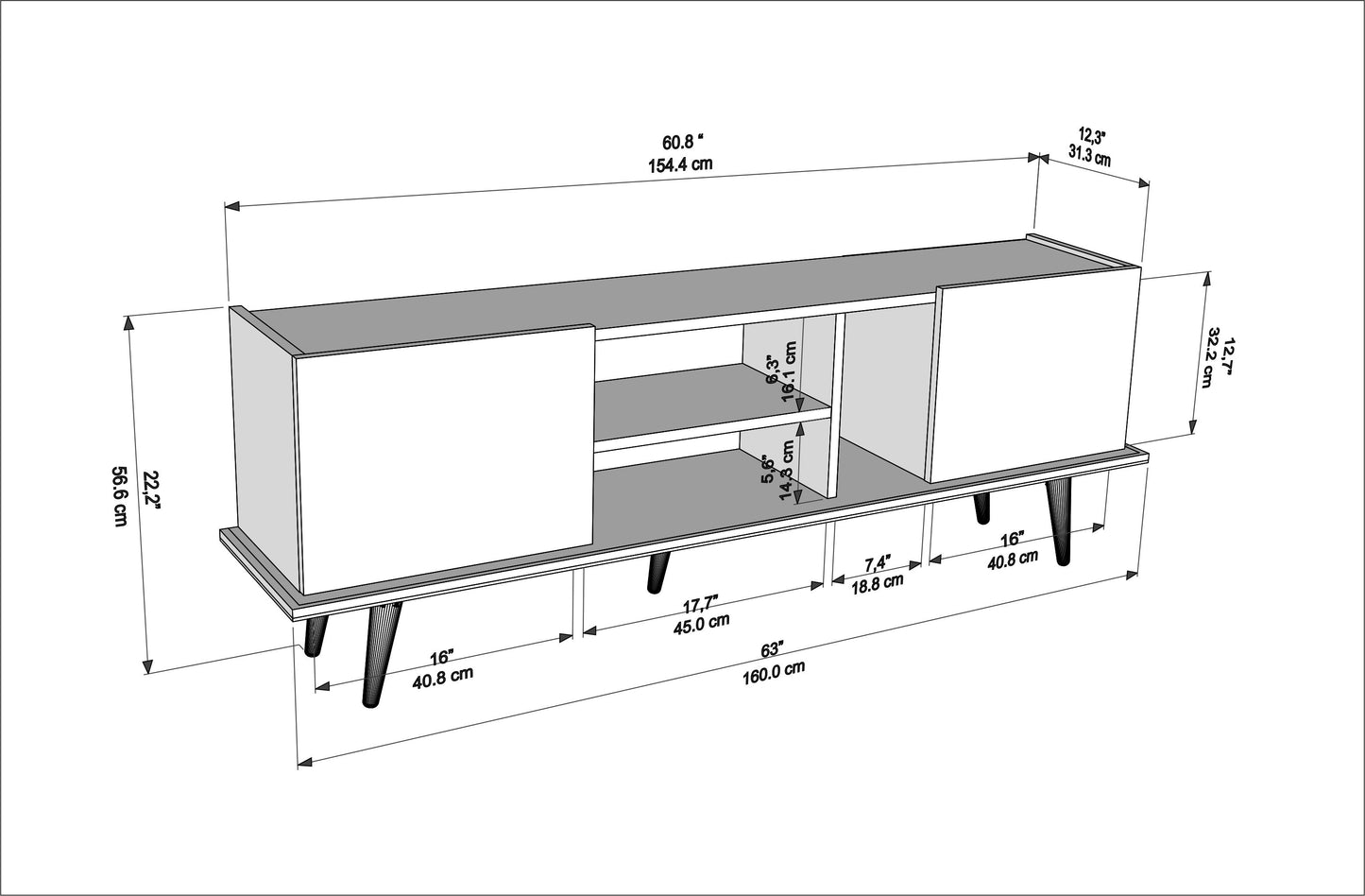 Tv Stand Ekvador White&Beige-EKV63TS02
