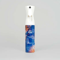 Dr. Scent fabric spray bottle with colorful label on a gray background
