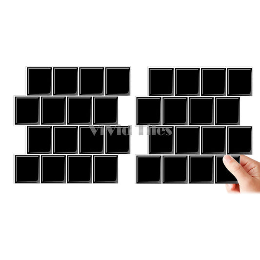 2.5mm Black color with white grout wall tiles for home decor 12*12 inch -HB521