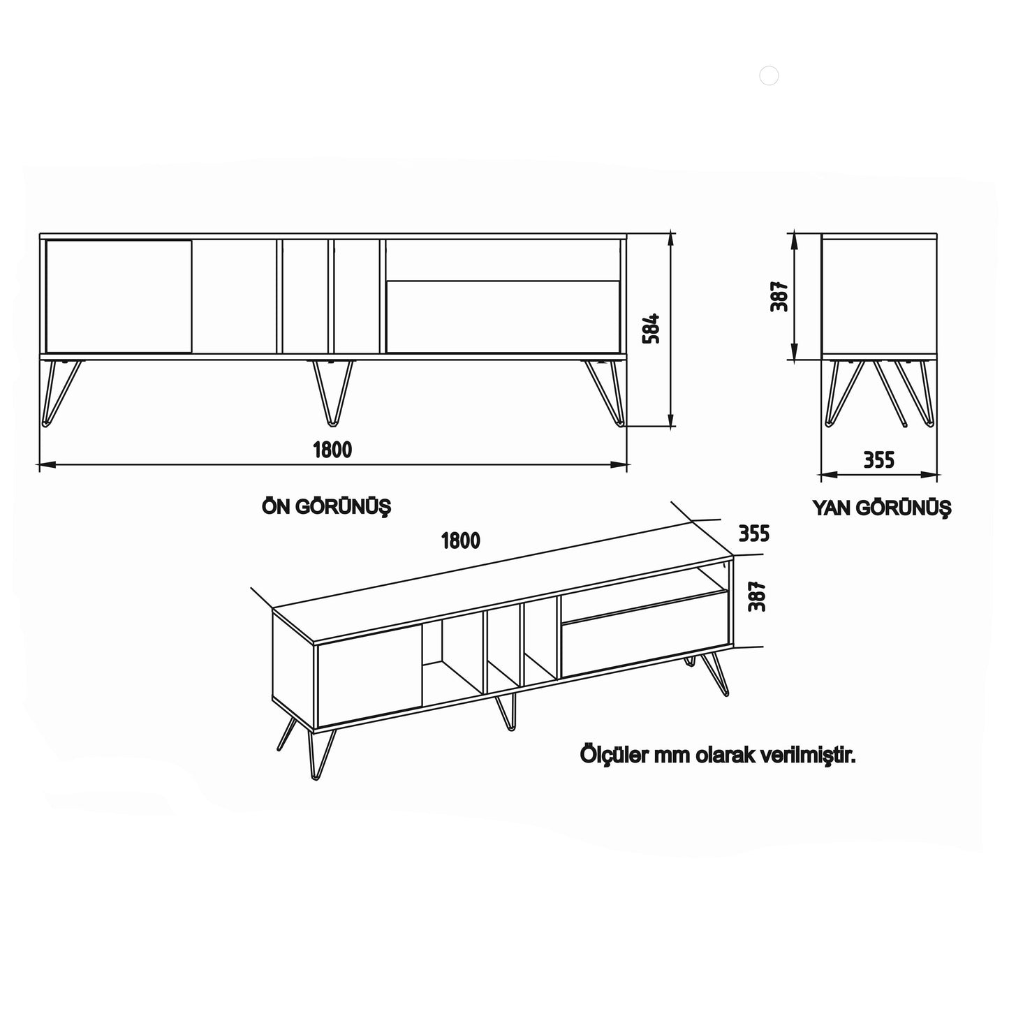 Mistico 71'' TV Unit - Walnut & White