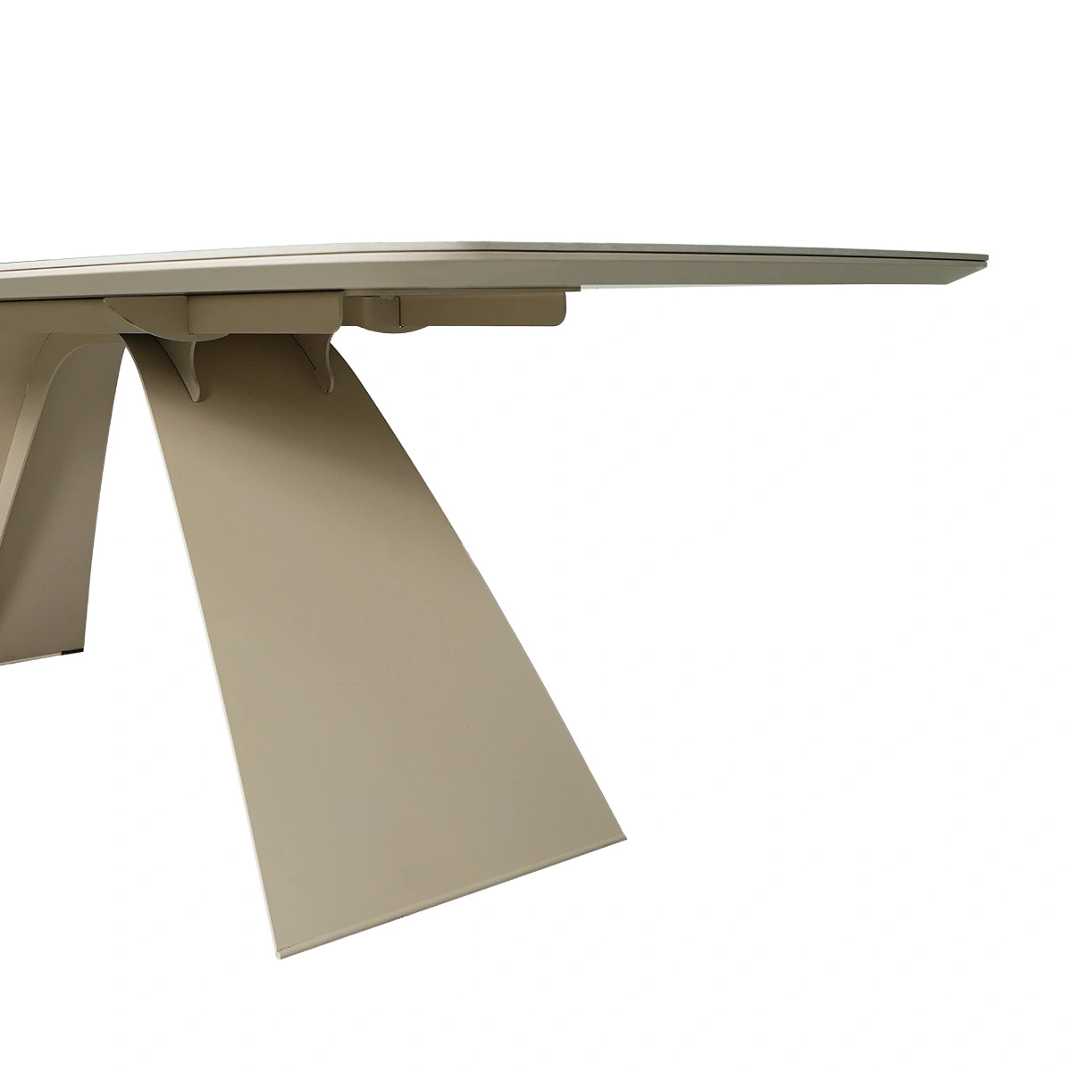 Beige metal table leg on a white background