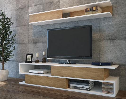 TV Unit Sims - White, Teak-SMS71TS02