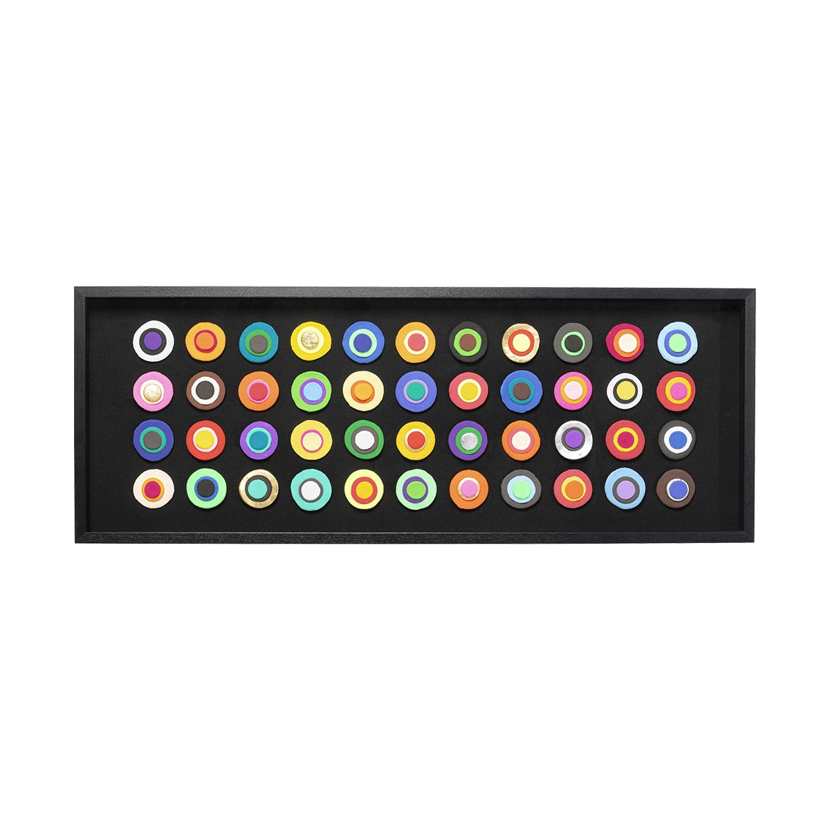 Colorful circular pattern on a black background