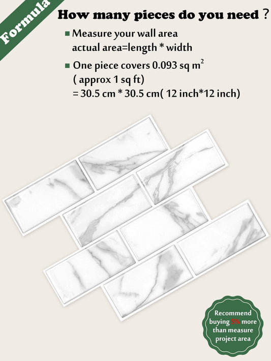 White Marble Subway Vinyl Tile T80738