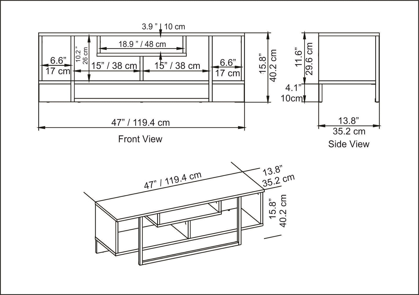 Asal 47'' TV Unit - Oud Oak & White & Black by DECOROTIKA | Souqify