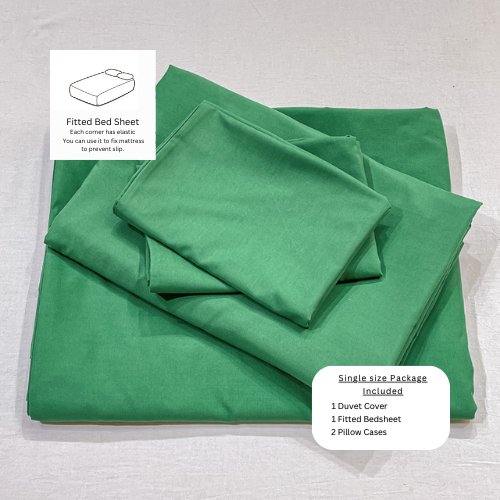 Basic Single Set of 4 Pieces, Luna Home Premium Quality Duvet Cover Set. Green color. by 5 | Souqify