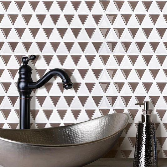Beige and White Triangle Vinyl Tile T80560 by Vivid Tiles | Souqify
