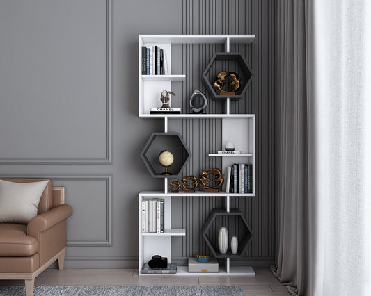 Bookshelf Darla - White, Anthracite-DRLA67BC01 White
Anthracite 105 X 32 X 30 by DECOROTIKA | Souqify