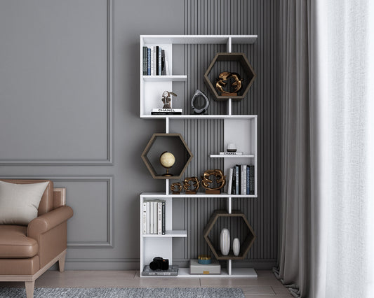 Bookshelf Darla - White, Walnut-DRLA67BC02 White
Walnut 105 X 32 X 30 by DECOROTIKA | Souqify