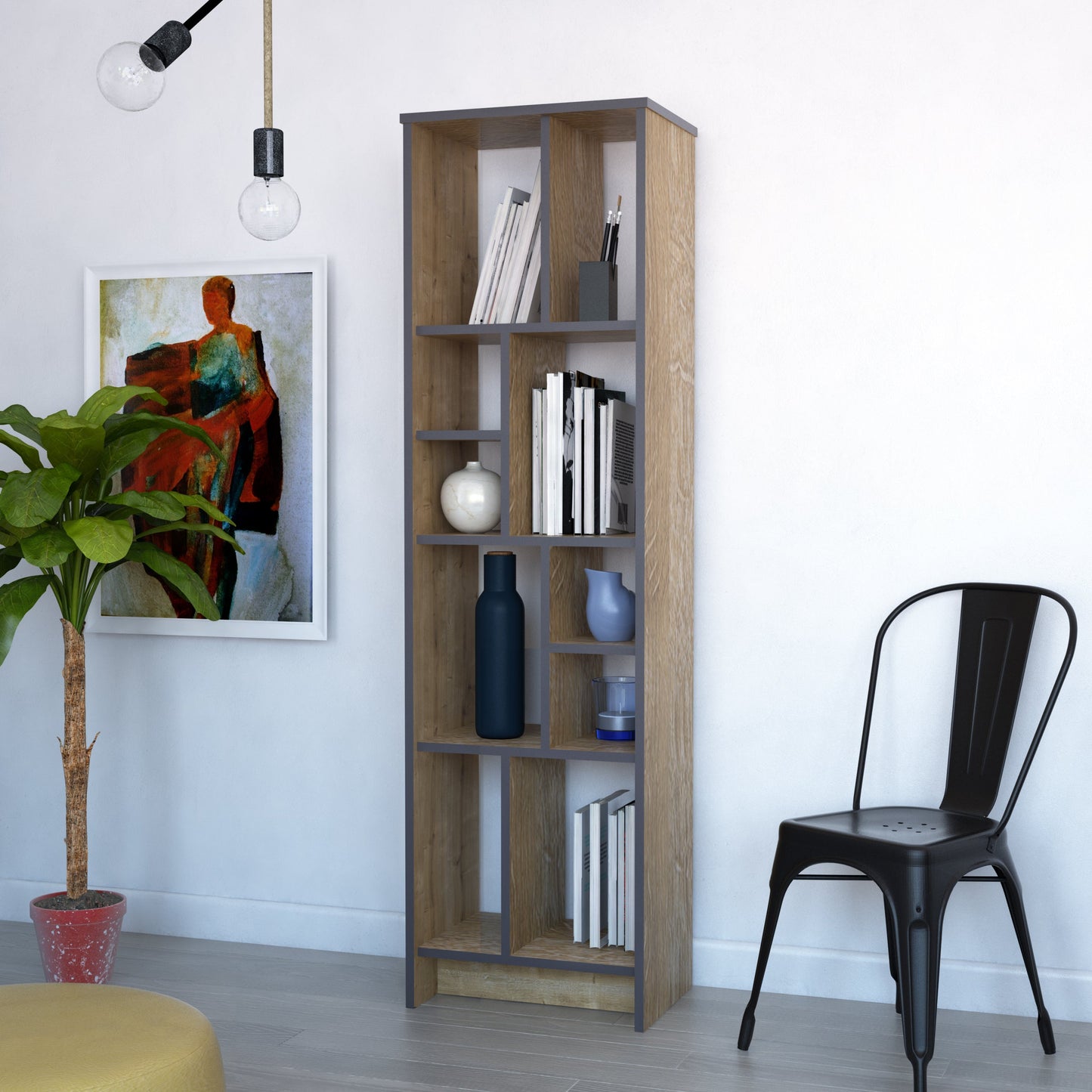 Bookshelf Manhattan 2 - Oak-MN69BCM01 Oak
Dark Grey 176 X 35 X 12 by DECOROTIKA | Souqify