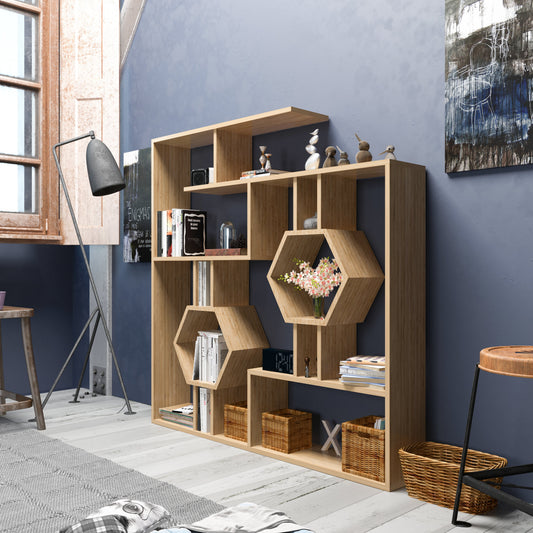 Bookshelf Tamara-Sapphire Oak-TMR52BC09 Sapphire Oak 144 X 28 X 21 by DECOROTIKA | Souqify