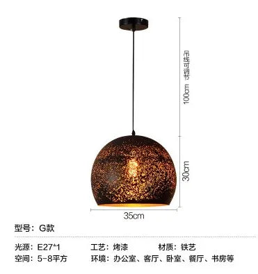 Chandelier LOFT Industrial Etching Wrought Iron American Country Retro Single Head Hollow Bar LED Black Bedroom Metal Light by Zhongsan | Souqify