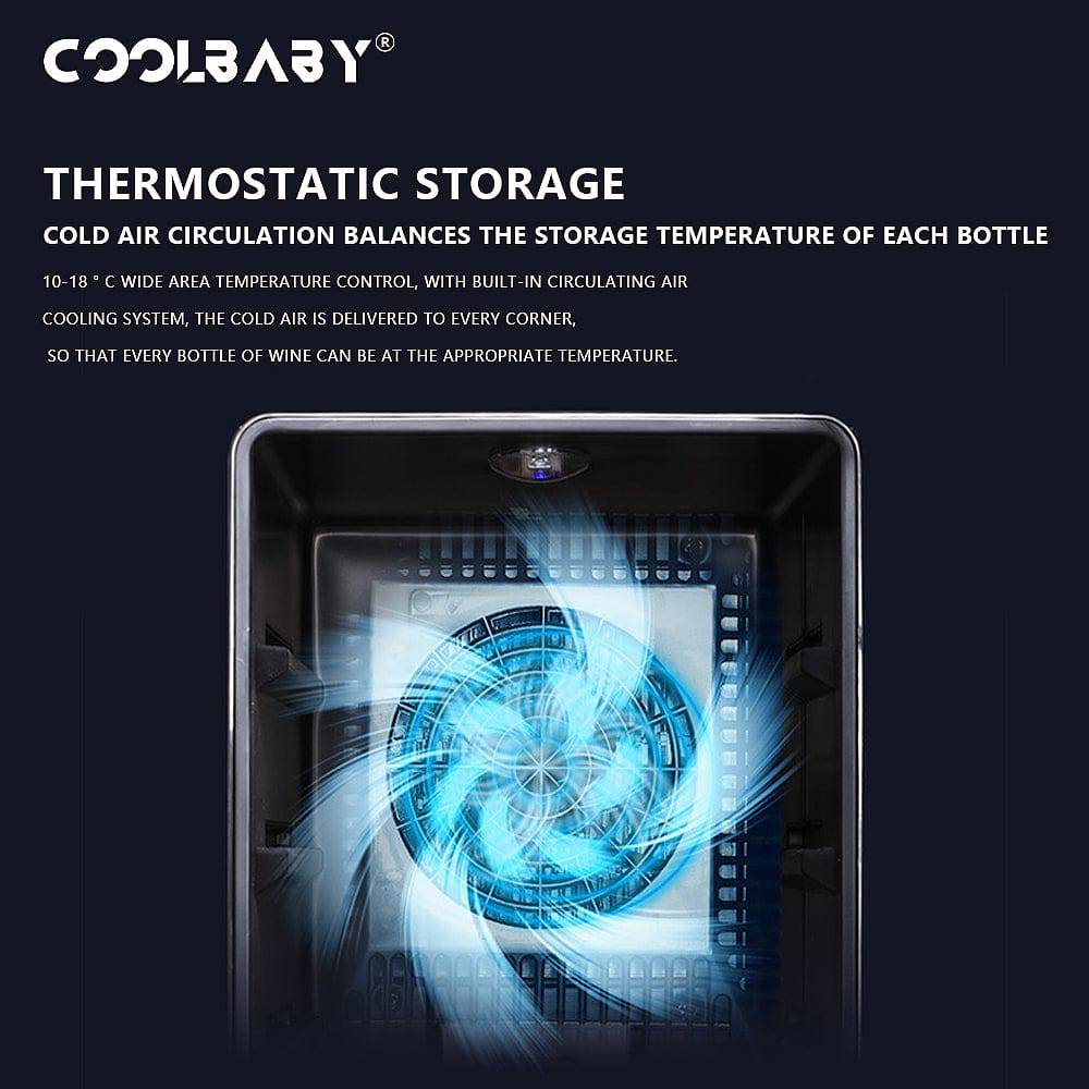 COOLBABY 18-Bottle Red Wine Cabinet: Circulation Cooling, Constant Temperature Storage, and Elegant Design