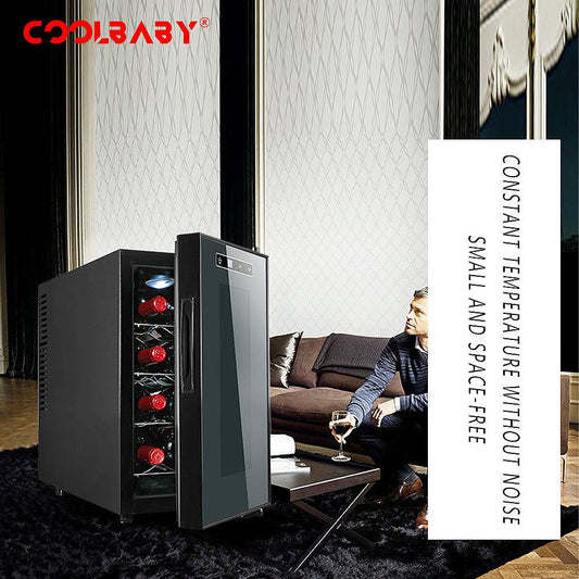 COOLBABY Chic Elegance: Luxury Style Wine Cabinet with Smart Cooling