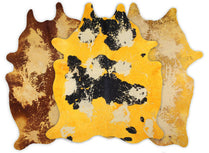 DEKOLAND - Distressed Yellow Cowhide Distressed Colorful/Tie Dye Rug Home Interior Decor by Dinkids Furniture Trading L.L.C. | Souqify