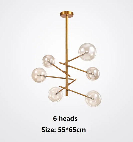 designer chandelier Gold Glass Bubble lamp Dining room Kitchen restaurant sphere chandelier hanging light by Zhongsan | Souqify