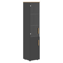 EXECUTIVE FULL HEIGHT CABINET, MADE IN E1 LAMINATE CHIPBOARD, WITH UPPER GLASS AND LOWER WOODEN SWING DOORS by Treejar | Souqify