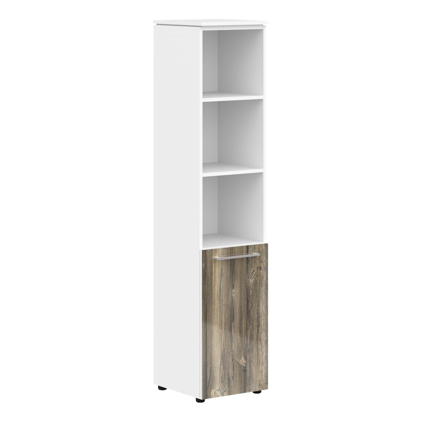 EXECUTIVE FULL HEIGHT CABINET, MADE IN E1 LAMINATE CHIPBOARD, WITH UPPER OPEN SHELVES AND LOWER WOODEN SWING DOOR by Treejar | Souqify