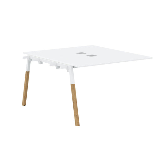 EXECUTIVE MODERN DESIGN CLUSTER OF 02 WORKSTATION EXTENSION, MADE IN E1 LAMINATE CHIPBOPARD, WITH ONE SIDE SLANTED SHAPE METAL/WOODEN LEGS by Treejar | Souqify