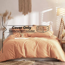 Faux Linen King Size 6 Pieces Bedding Set Without Filler, Plain Rust Color. by 5 | Souqify