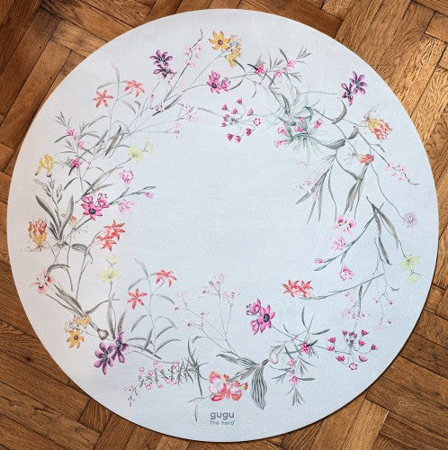Flower Garden Circle rubber mat Round mat. Dimensions: Ø118cm x 4mm by Dinkids-Gugu the Hero | Souqify