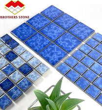Foshan Blue Swimming Pool Tile Ceramic Glass Mosaic Tiles by Vivid Tiles | Souqify