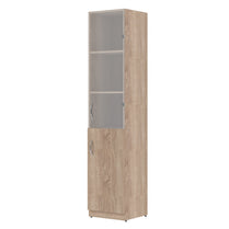 FULL HEIGHT CABINET MADE IN E1 LAMINATE CHIPBOARD WITH GLASS AND WOODEN SWING DOORS 386x375x1817 White by Treejar | Souqify