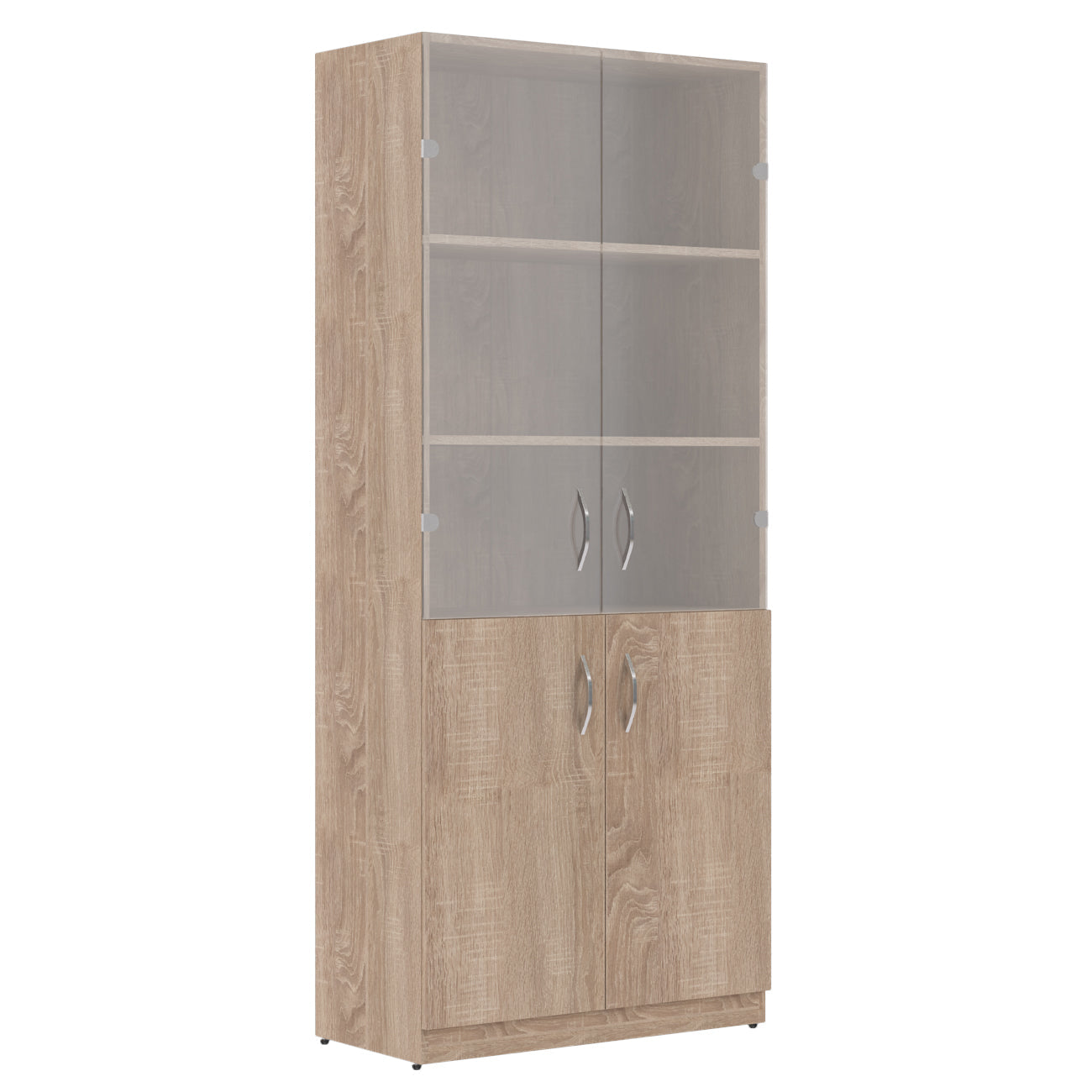 FULL HEIGHT CABINET MADE IN E1 LAMINATE CHIPBOARD WITH UPPER GLASS AND LOWER WOODEN SWING DOOR 770x375x1817 White by Treejar | Souqify