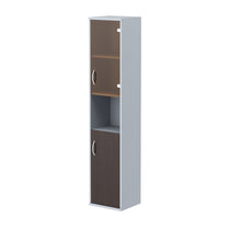 FULL HEIGHT CABINET, MADE IN E1 LAMINATE CHIPBOARD, WITH UPPER GLASS, WOODEN SWING DOORS AND OPEN SHELVES by Treejar | Souqify