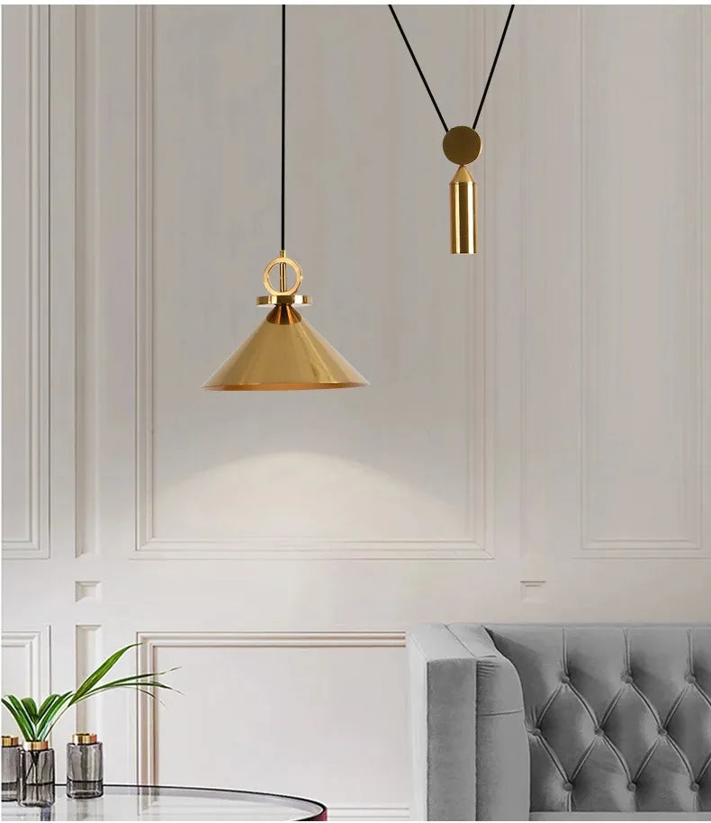 Gold LED pulley Pendant light Modern Fashion White Lamp For Dining Room Restaurant Bedroom Living Room Office Bar Droplight by Zhongsan | Souqify