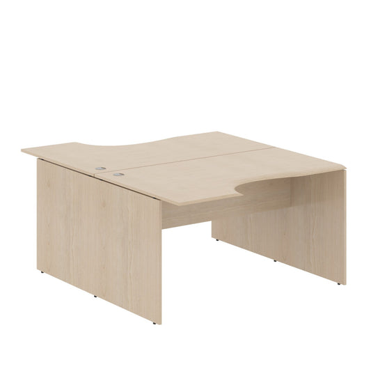 L SHAPE CLUSTER OF 02 WORKSTATION, MADE IN E1 LAMINATE CHIPBOPARD, WITH WOODEN MODESTY PANEL AND LEGS by Treejar | Souqify