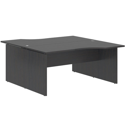 L SHAPE CLUSTER OF 02 WORKSTATION, MADE IN E1 LAMINATE CHIPBOPARD, WITH WOODEN MODESTY PANEL AND LEGS by Treejar | Souqify