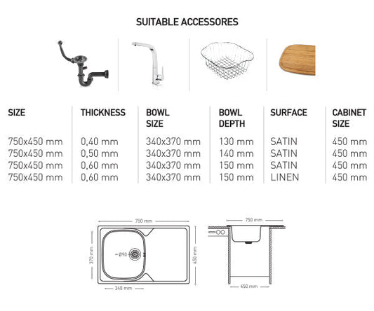 L005 LAY ON SERIES SINGLE BOWL KITCHEN SINK by Maykromluks | Souqify