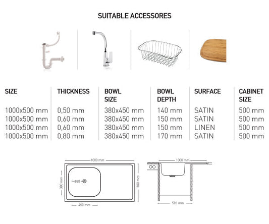 L013 LAY ON SERIES SINGLE BOWL KITCHEN SINK by Maykromluks | Souqify